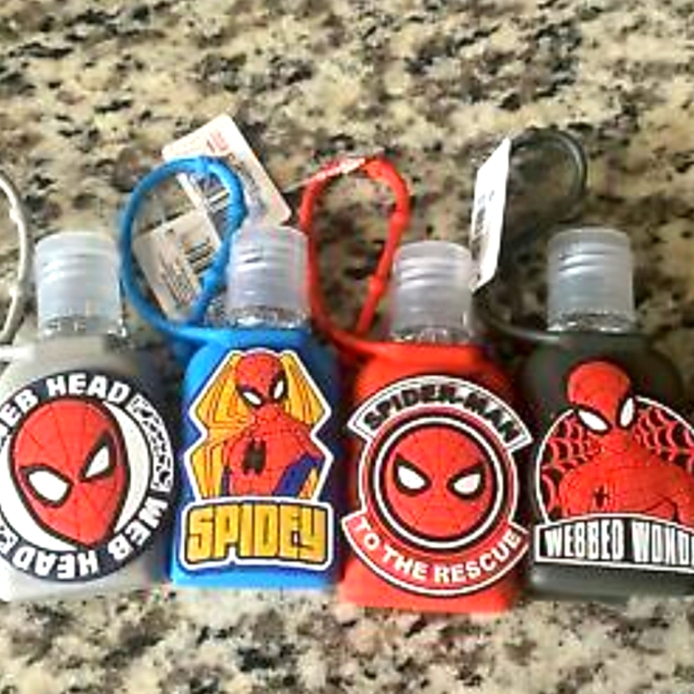 SET OF 4 MARVEL SPIDERMAN hand sanitizers and carriers